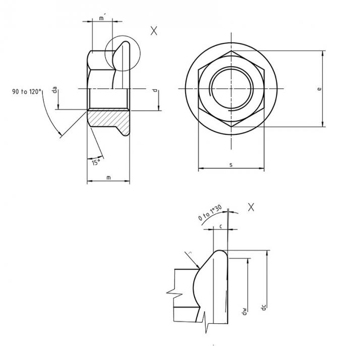 Pressure Point Locking Flange Nut With Pattern Plain 1