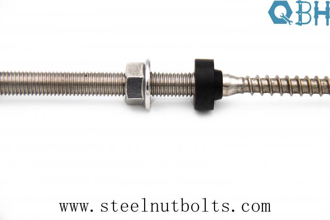 Stainless Steel 304 Double Ended Dowel Screws With EPDM Flange Nut 3