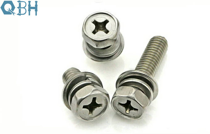 Stainless Steel 304 316 Cross Recessed Bolt Hexagon Head Combination Screw 2