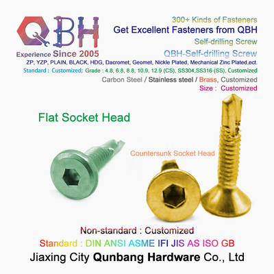 QBH Color Zinc Plated Hex Socket Groove Big Flat Head Self-Drilling Screw