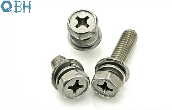 Stainless Steel 304 316 Cross Recessed Bolt Hexagon Head Combination Screw