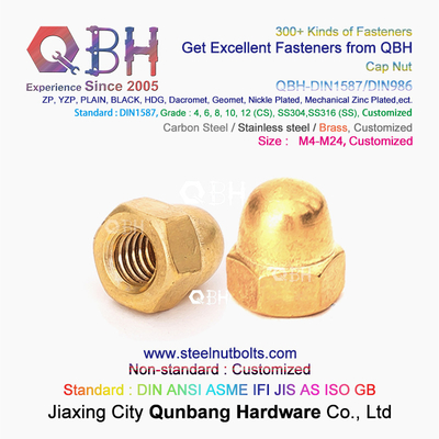 Qbh M4-M24 Brass Copper Hex Protection Domed Cover Cap Acorn Nut Car Auto Parts