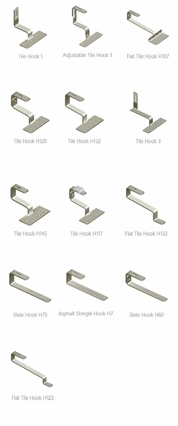 PV System Stamping SS304 SS316 Solar Tile Roof Hook 2