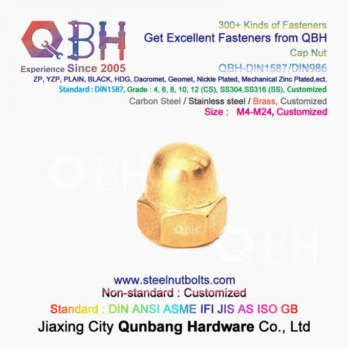 QBH M4-M24 Brass Copper Hex Protection Domed Cover Cap Acorn Nut Car Auto Parts 3