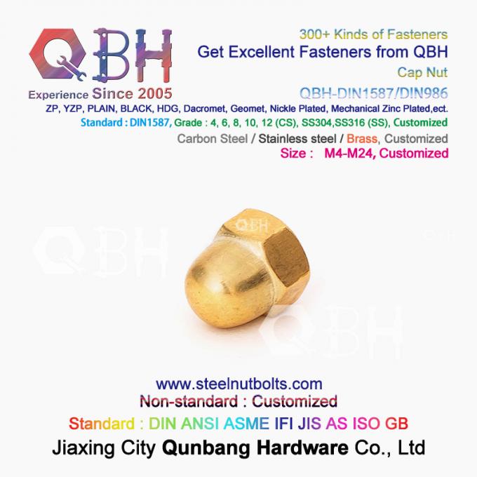 QBH M4-M24 Brass Copper Hex Protection Domed Cover Cap Acorn Nut Car Auto Parts 4