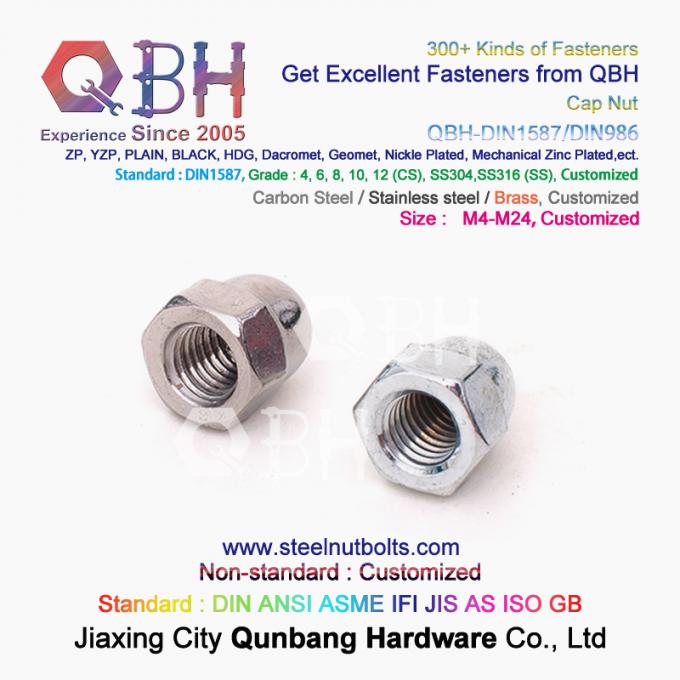 QBH Cold Forging Cl 4/6/8/10/12 Carbon Stainless Steel Domed Cover Cap Acorn Locked Nut Auto Car Fasteners 1