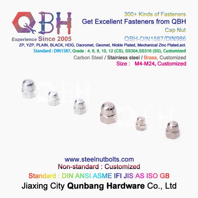 QBH Cold Forging Cl 4/6/8/10/12 Carbon Stainless Steel Domed Cover Cap Acorn Locked Nut Auto Car Fasteners 7