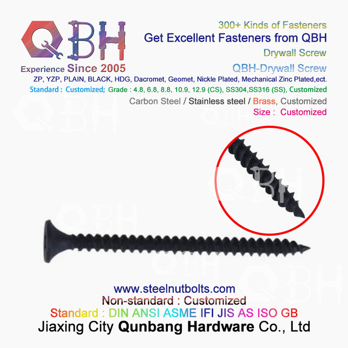 QBH Black Green WZP YZP Yellow White Zinc Plated Trumpet Head Double Or Single Threaded Carbon Steel Drywall Screws 2