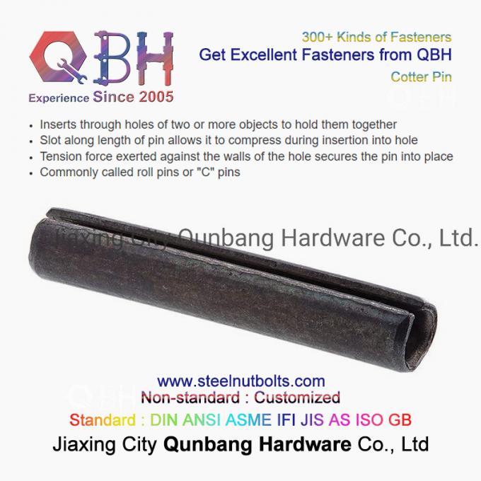 QBH Slotted Spring Pins Carbon Steel ZP/YZP/PLAIN/BLACK/HDG Dacromet Geomet Nickle Plate Roll Cotter Pins "C" Pins 0