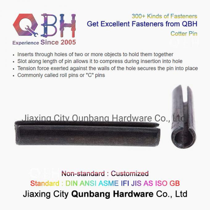 QBH Slotted Spring Pins Carbon Steel ZP/YZP/PLAIN/BLACK/HDG Dacromet Geomet Nickle Plate Roll Cotter Pins "C" Pins 1