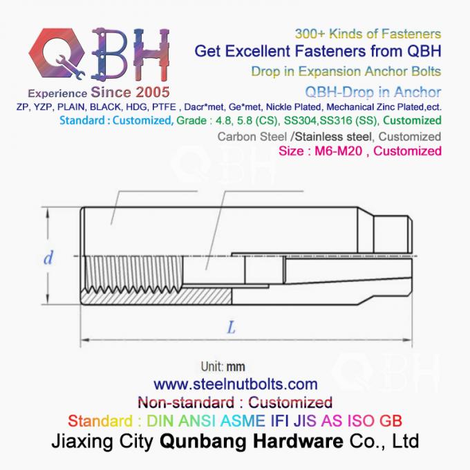 QBH GB /T 22795 (NP) - 2008 M6-M20 SS304 SS316 Stainless Steel Drop In Expansion Anchor 0