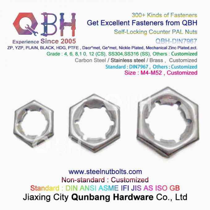 QBH DIN7967 M4-M52 Carbon Steel Stainless Steel Self-Locking Counter Nuts / PAL Nuts 0
