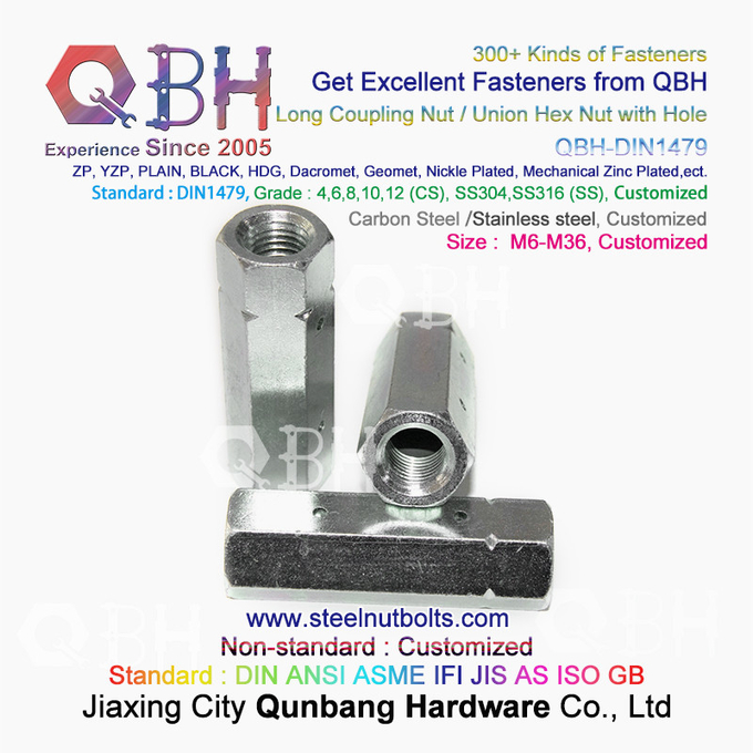 QBH DIN 1479 SS304 SS316 M6-M36 Stainless Steel Hole Long Hex Nut Hexagon Turnbuckles 0