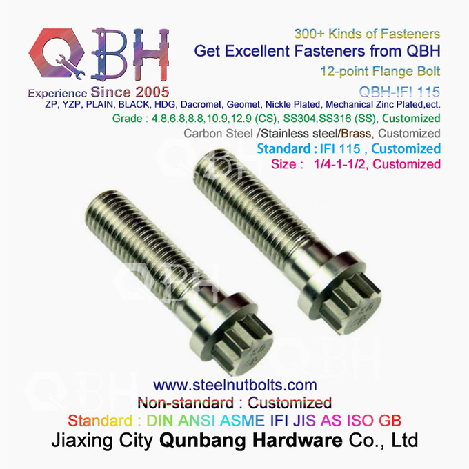 QBH 1/4-1-1/2 IFI 115 Carbon Steel/Stainless Steel 12 Point Screws IFI115 Flange Spline Bolts 0