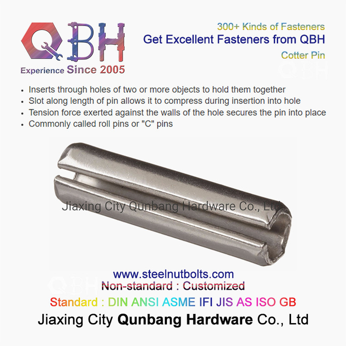 QBH Slotted Spring Pins Carbon Steel ZP/YZP/PLAIN/BLACK/HDG Dacromet Geomet Nickle Plate Roll Cotter Pins "C" Pins 2