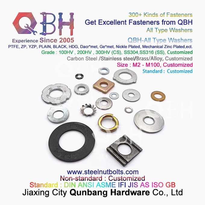 QBH DIN125 DIN127 F436 F436M F959 F959M DIN434 DIN436 NFE25-511 Spring Taper Serrated Flat Round Square All-Type Gaskets 0