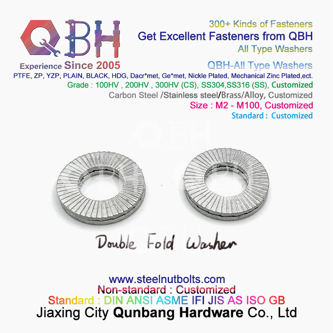 QBH DIN127 F959 DIN434 DIN436 NFE25-511 Spring Taper Grounding Serrated Double Fold Self Lock Locking Washers 7