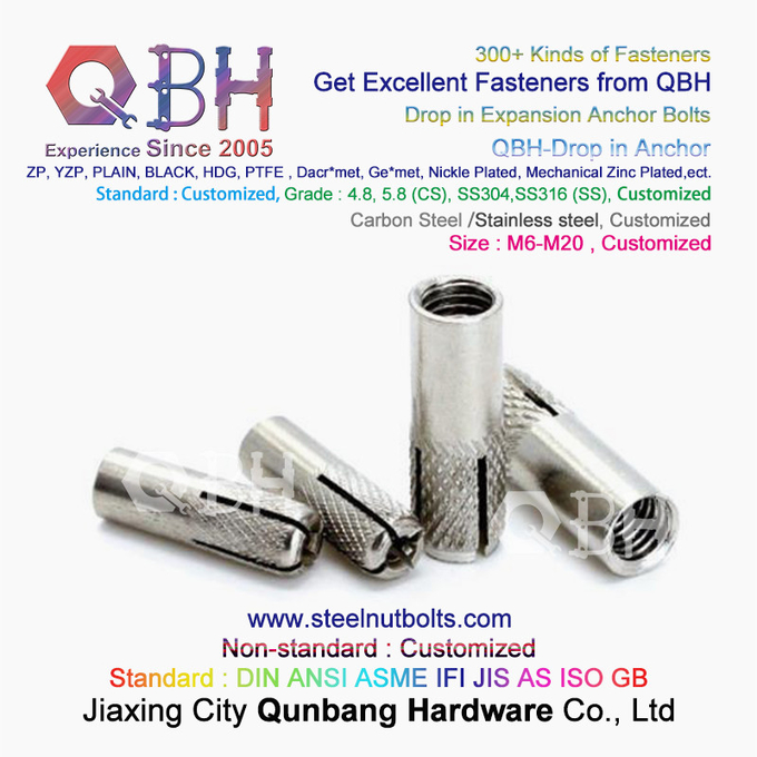 QBH GB /T 22795 (NP) - 2008 M6-M20 SS304 SS316 Stainless Steel Drop In Expansion Anchor 4
