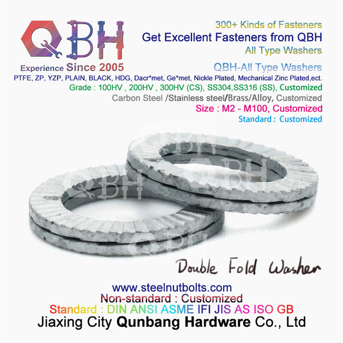 QBH DIN127 F959 DIN434 DIN436 NFE25-511 Spring Taper Grounding Serrated Double Fold Self Lock Locking Washers 0