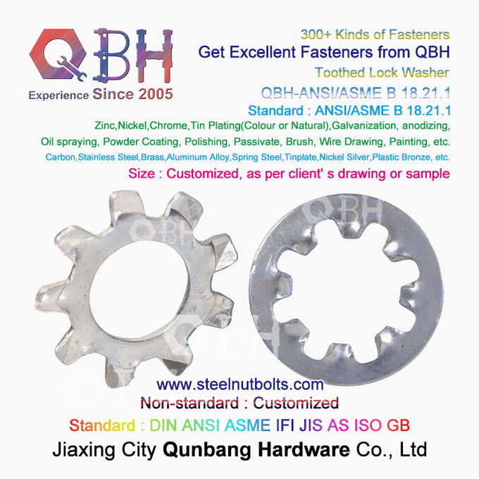 QBH DIN127 F959 DIN434 DIN436 NFE25-511 Spring Taper Grounding Serrated Double Fold Self Lock Locking Washers 3