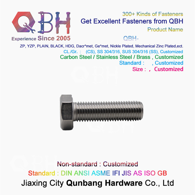 ANSI 304 Stainless Steel Hex Bolt M3 - M20 Size Customized specifications 1