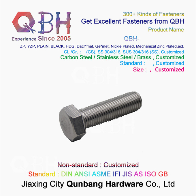 ANSI 304 Stainless Steel Hex Bolt M3 - M20 Size Customized specifications 4