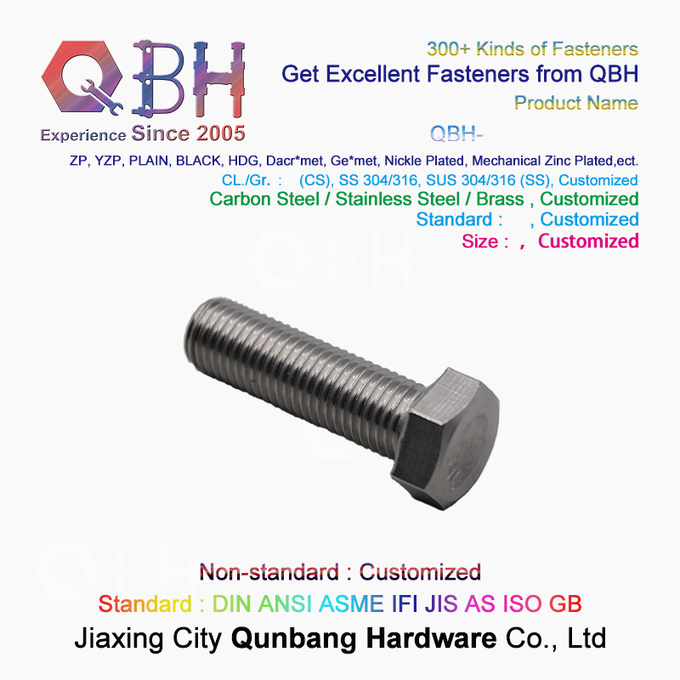 ANSI 304 Stainless Steel Hex Bolt M3 - M20 Size Customized specifications 5