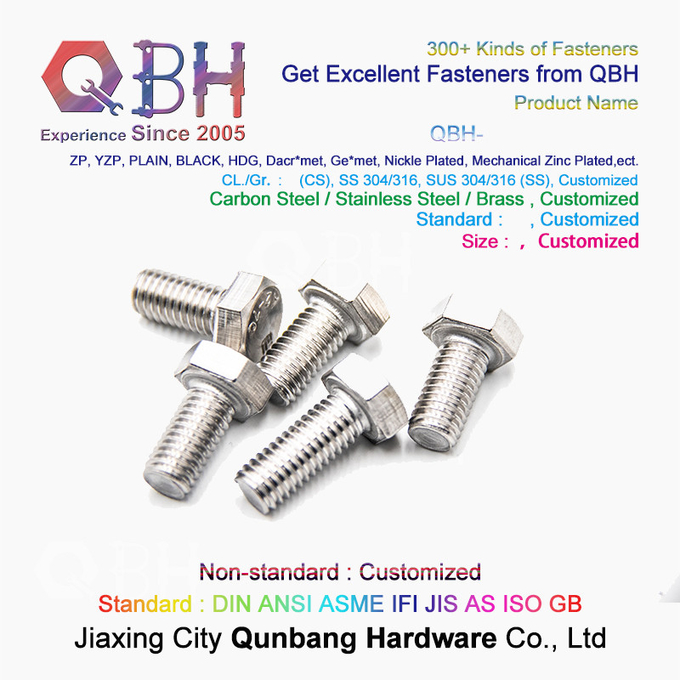 304 316 Stainless Steel Din933 Hexagon Bolt Screws Customized Specification 4