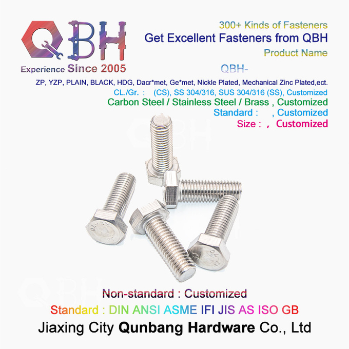 304 316 Stainless Steel Din933 Hexagon Bolt Screws Customized Specification 3