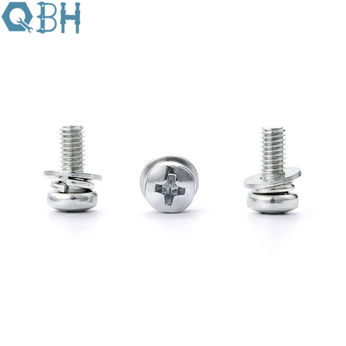 Stainless Steel Phillips Pan Head Screw With Flat Washer And Spring Washer 2