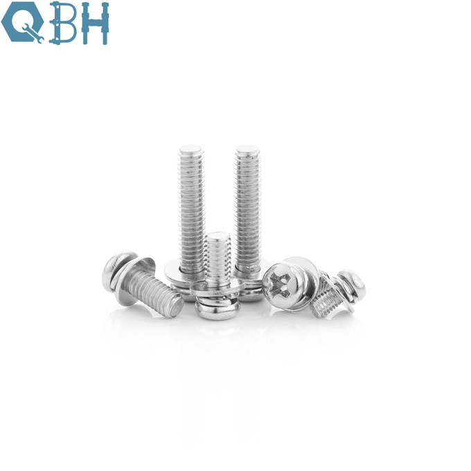 Stainless Steel Phillips Pan Head Screw With Flat Washer And Spring Washer 1