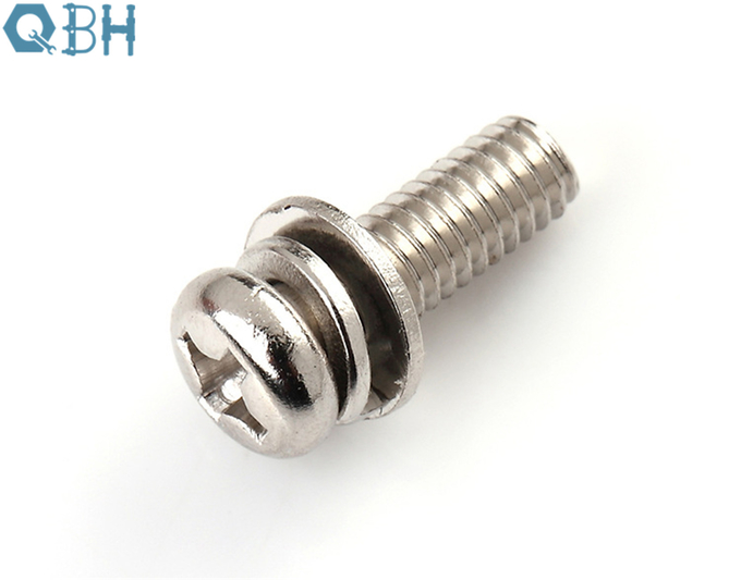Stainless Steel Phillips Pan Head Screw With Flat Washer And Spring Washer 0