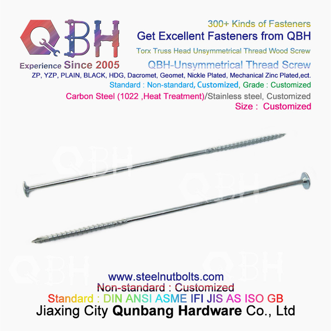QBH Round Washer Truss Head Torx Carbon Steel Unsymmetrical Thread Wood Screw 1
