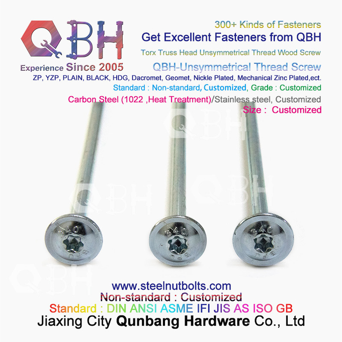 QBH Round Washer Truss Head Torx Carbon Steel Unsymmetrical Thread Wood Screw 0