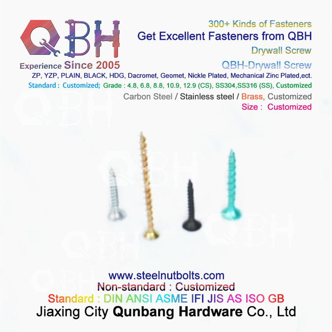 QBH 3.5*25 Black Phosphating Drywall Self-Tapping Bugle Head Double/Single Threaded Carbon Steel Dry Wall Screws 5