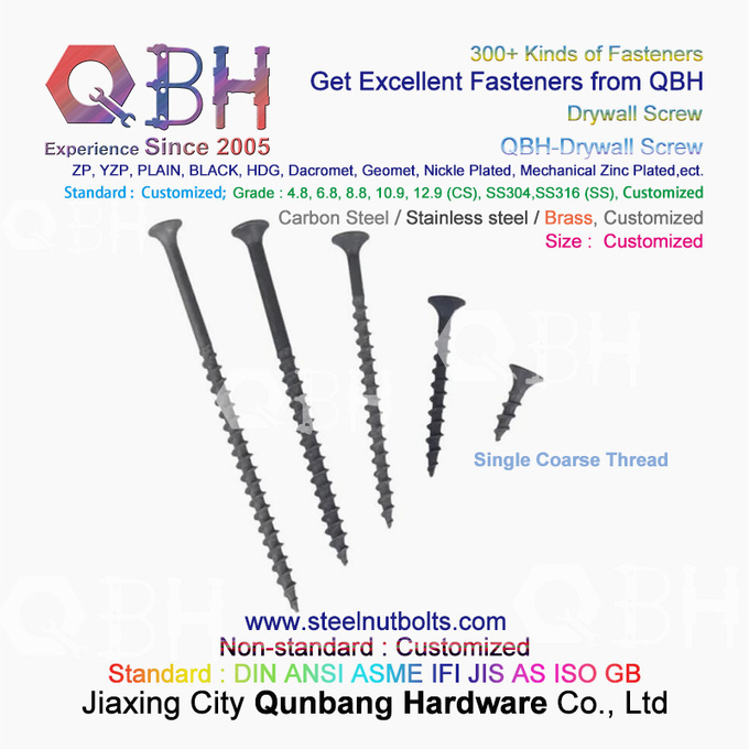 QBH 3.5*25 Black Phosphating Drywall Self-Tapping Bugle Head Double/Single Threaded Carbon Steel Dry Wall Screws 2