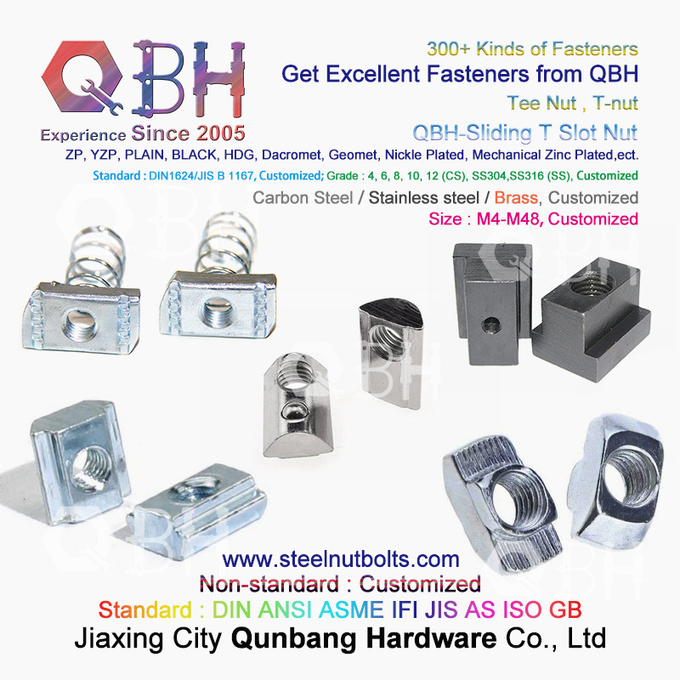 QBH 4040 Series Industrial Aluminum Frame Structures T Hammer Type T-Slot Nut Sliding T-Nuts 3