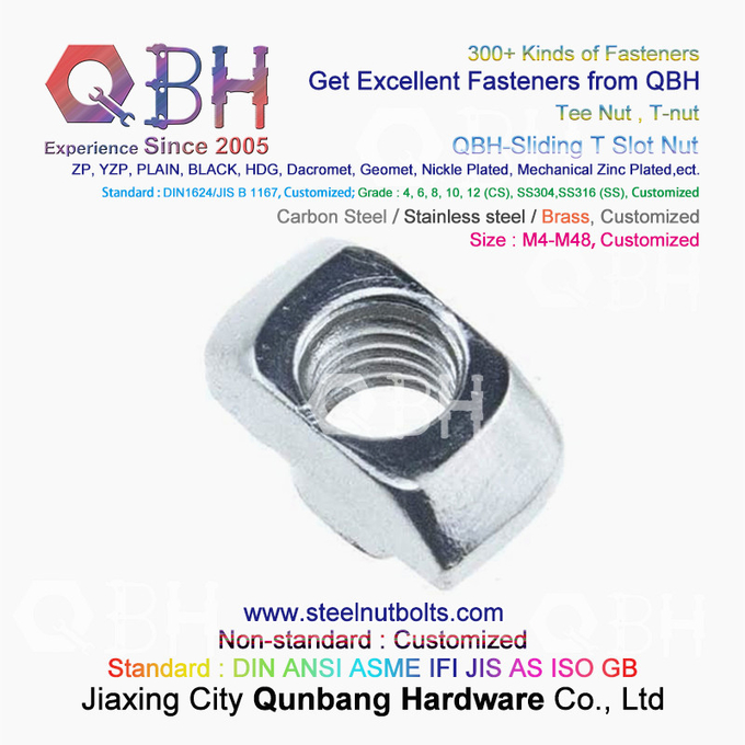 QBH 4040 Series Industrial Aluminum Frame Structures T Hammer Type T-Slot Nut Sliding T-Nuts 0